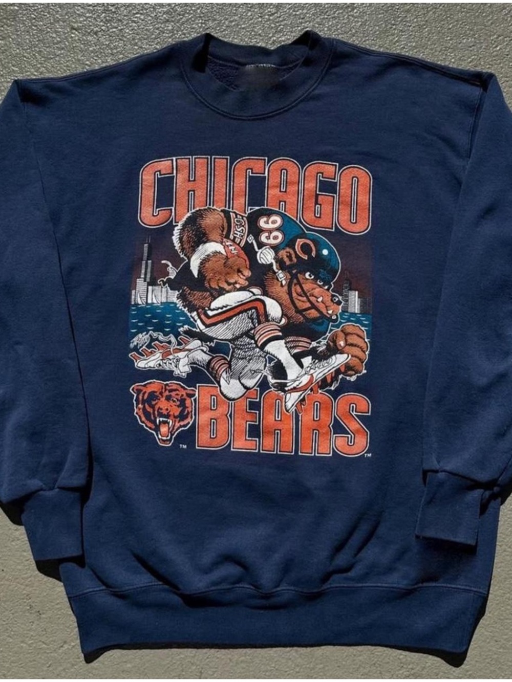 Gildan Navy Chicago Bears Graphic Crewneck Sweatshirt, Gift for Fan